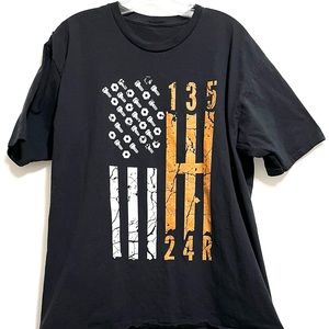 Men's Vintage 135 and 24R Nuts and Bolts Graphic Black Crew Neck T-shirt Size L